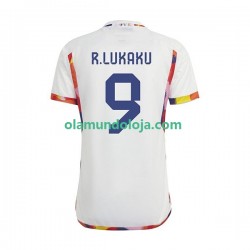 Camisola Bélgica Lukaku 9 Homem Equipamento Segundo Copa do Mundo 2022 Manga Curta